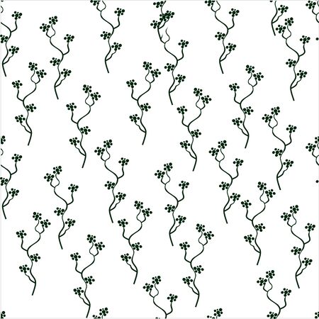 print with leaves. plant. flowers. sprigs.のイラスト素材