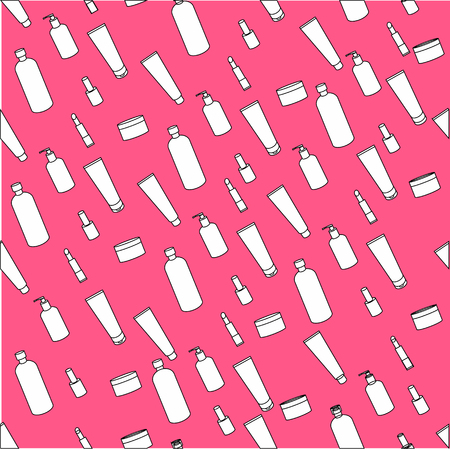 print of jars for cosmetics. 's Skin Care. cream. lotion. balm.のイラスト素材