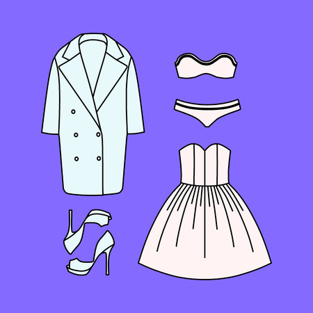 set of women's clothes drawn in the vectorのイラスト素材