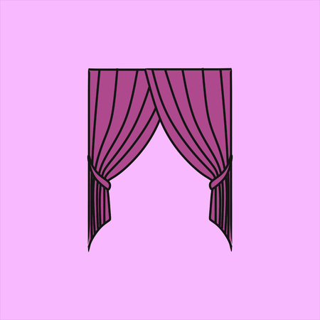 classic curtains. Sketch window decorations painted in the vector.のイラスト素材