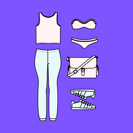 set of women's clothes drawn in the vectorのイラスト素材