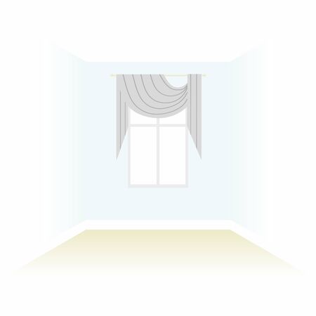 box decorated curtains. interior. floor ceiling. window. interior decoration textiles sketchのイラスト素材