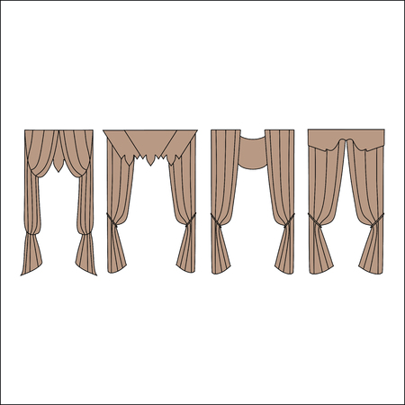 interior decoration textiles sketch. curtains. interior textiles.のイラスト素材