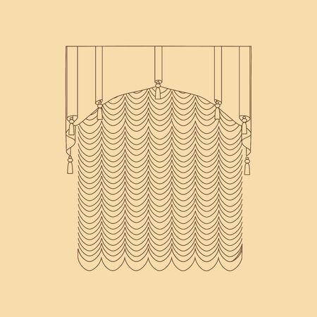 interior decoration textiles sketch. curtains. interior textiles.のイラスト素材