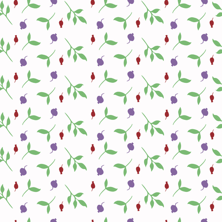 print with floral motifs. berries. leaves.のイラスト素材