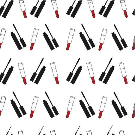 print of lipstick and mascara. red lipstick.のイラスト素材