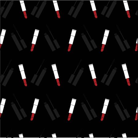 print of lipstick and mascara. red lipstick.のイラスト素材