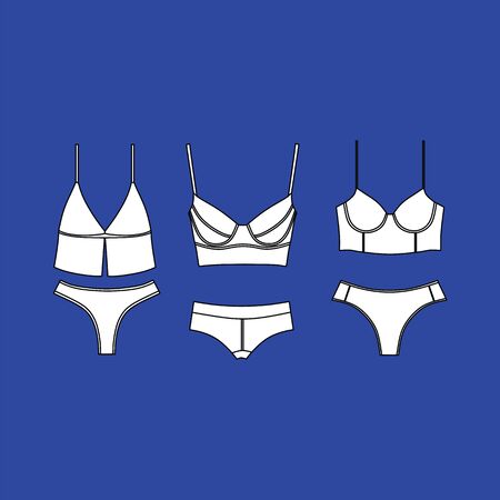 Lingerie. underwear. panties. bra. bustiers. drawn vector.のイラスト素材