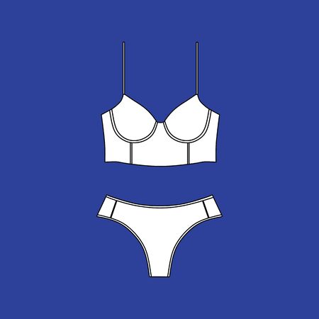 Lingerie. underwear. panties. bra. bustiers. drawn vector.のイラスト素材