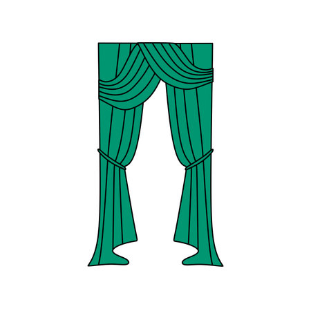 silhouette classic  curtain isolated. Cozy interior elements collection.のイラスト素材
