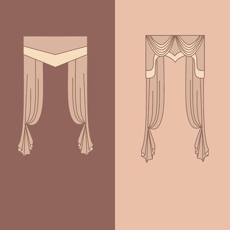 design ideas realistic icons collection isolated vector illustration  curtains and draperies interior decorationのイラスト素材