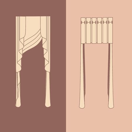 design ideas realistic icons collection isolated vector illustration  curtains and draperies interior decorationのイラスト素材
