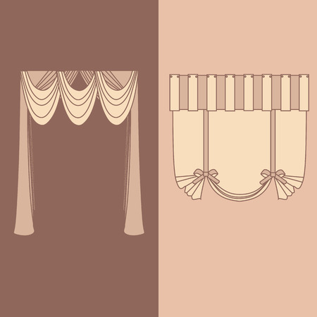 design ideas realistic icons collection isolated vector illustration curtains and draperies interior decorationのイラスト素材