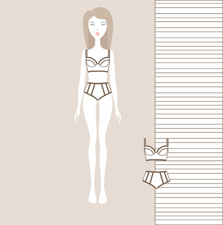 a set of lingerie  for a girl. Panties, bra, underwear vector illustration.のイラスト素材