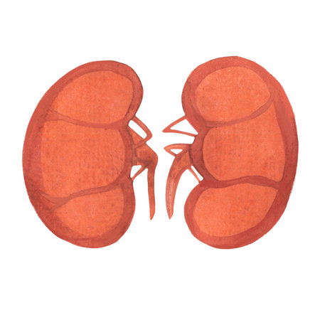 human kidneys painted in watercolor, internal organs, illustration isolatedの写真素材