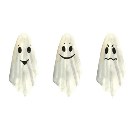 ghost hand drawn watercolor halloween illustrationの写真素材