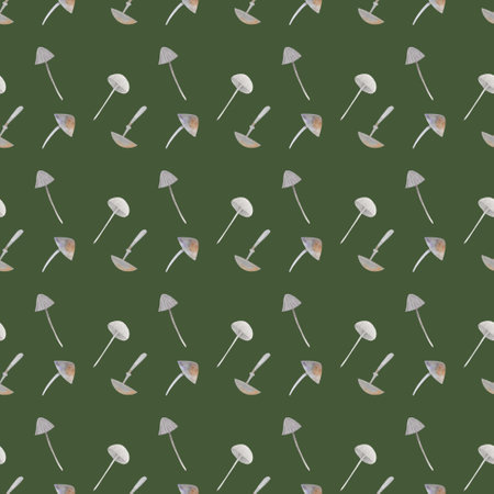 watercolor pattern with mushrooms, gifts of the forest, a cozy pattern with natural motifsの写真素材