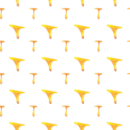 watercolor pattern with mushrooms, gifts of the forest, a cozy pattern with natural motifsの写真素材