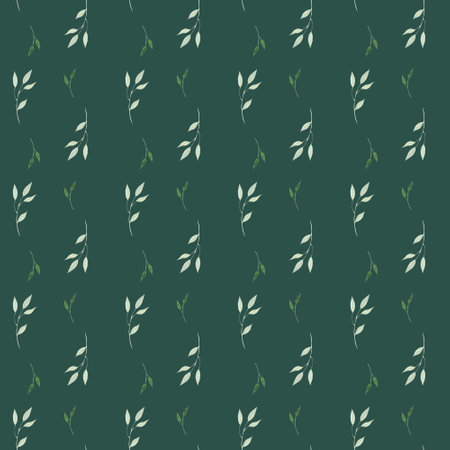 pattern with twigs leaves painted in watercolorの写真素材