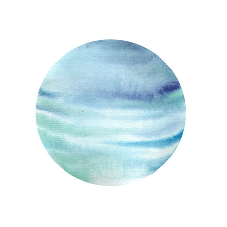 watercolor painted planets, solar system planets, isolated hand drawn picturesの写真素材