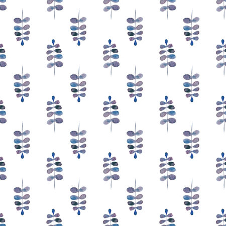 abstract floral patterns hand drawn in watercolor, hand print of simple minimalist elements, pattern for fabric, paper, wallpaper, backgrounds.の写真素材