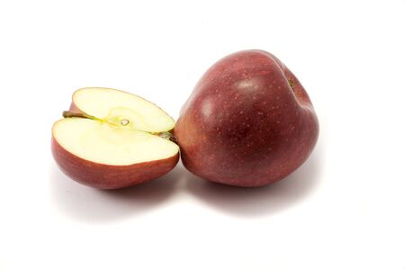 Red fresh apples on the white backgroundの写真素材