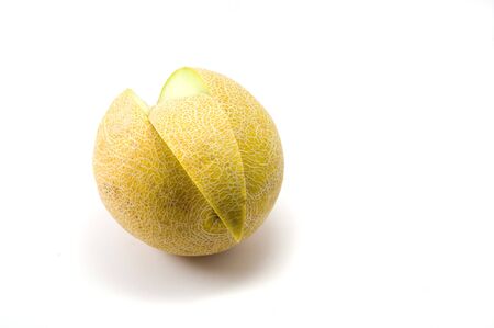 Fresh kuted melon on the white backgroundの写真素材