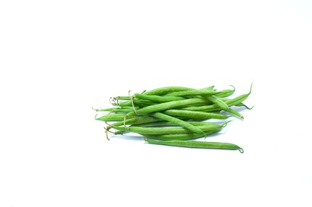 Green healthy pods on the white bakcgroundの写真素材