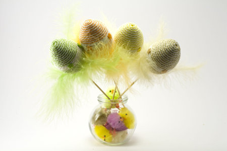 Easter colored eggs, fluffy, isolated, positive, toy