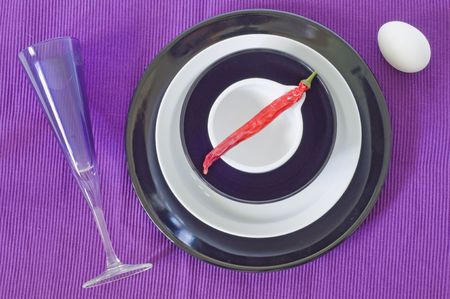 Still life decoratin, black and white platesの写真素材