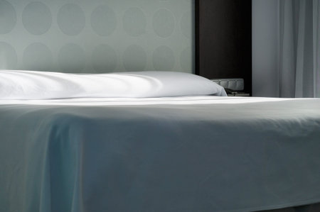 Big bed in apartment, modern style