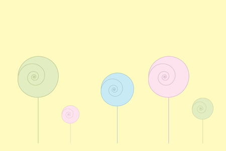 Greeting card with lollipop and copy-space on yellow backgroundのイラスト素材