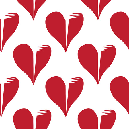 Seamless pattern with broken hearts on white background and swatchesのイラスト素材