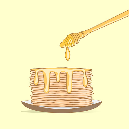 Pancakes with honeyのイラスト素材