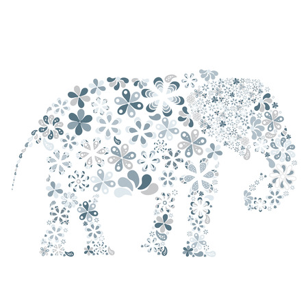 Concept of flowers in the shape of a elephantのイラスト素材