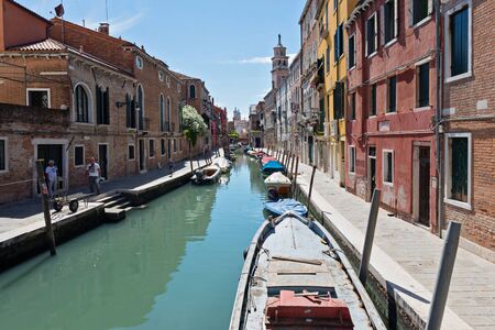 VENICE, ITALY - AUGUST 14, 2016: Typical canals with old housesのeditorial素材