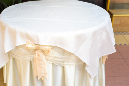 Tablecloth on tableの写真素材