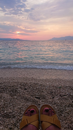View of beautiful sunset above the Adriatic sea