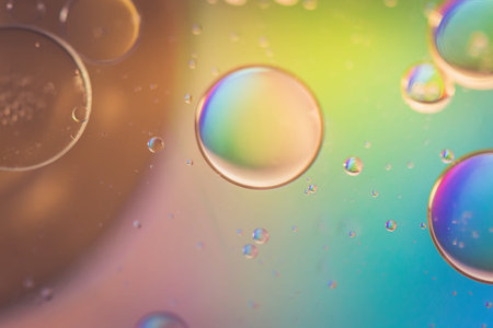 Oil drops in water. Abstract defocused psychedelic pattern image rainbow colored. Abstract...