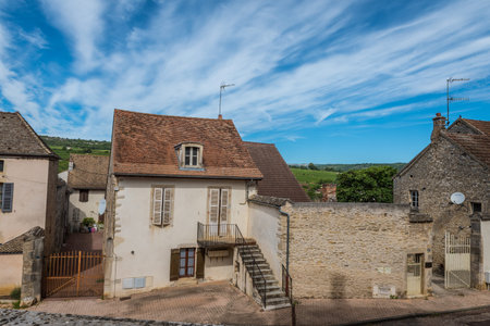 MEURSAULT, BURGUNDY, FRANCE- JULY 9, 2020: Typical living houses in Meursaultのeditorial素材