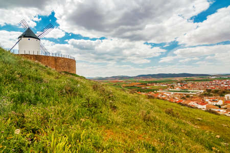 View of windmills in Consuegra, Spainの写真素材