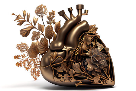 Blooming anatomical human golden heart.の素材