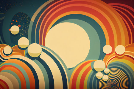 Background in 60s, 70s, 80s style. Wallpaper or poster blank.の素材