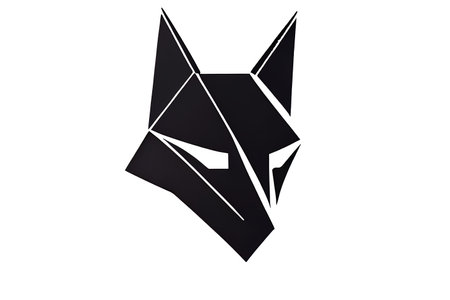 A minimalistic logo made of lines featuring the silhouette of a geometric wolf head simple triangular shapes and lines.の素材
