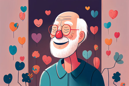 Illustration of happy senior man.の素材