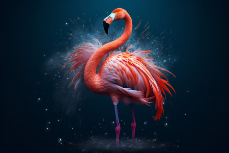 Portrait of a flamingo on a colorful background. Emotive portrait.の素材