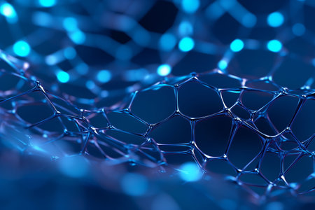Blue background with a set of dots, an abstract image. In the style of infinity nets.の素材