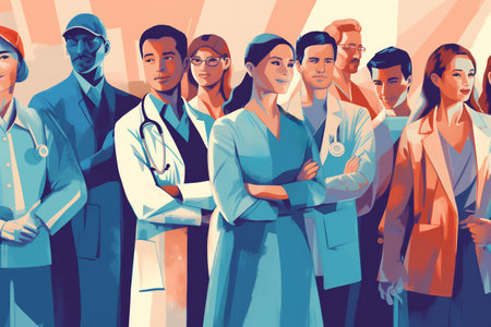 Portrait of a medical team, illustration.の素材