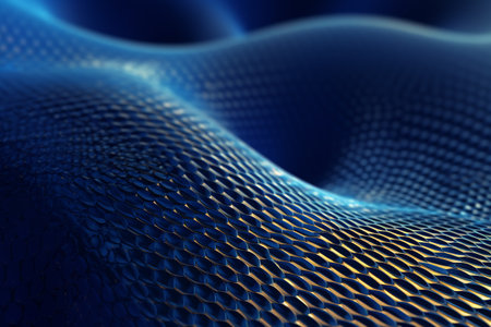 Blue background with a set of dots, an abstract image. In the style of infinity nets.の素材