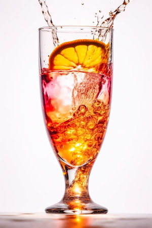 Cocktail splashing on light background.の素材
